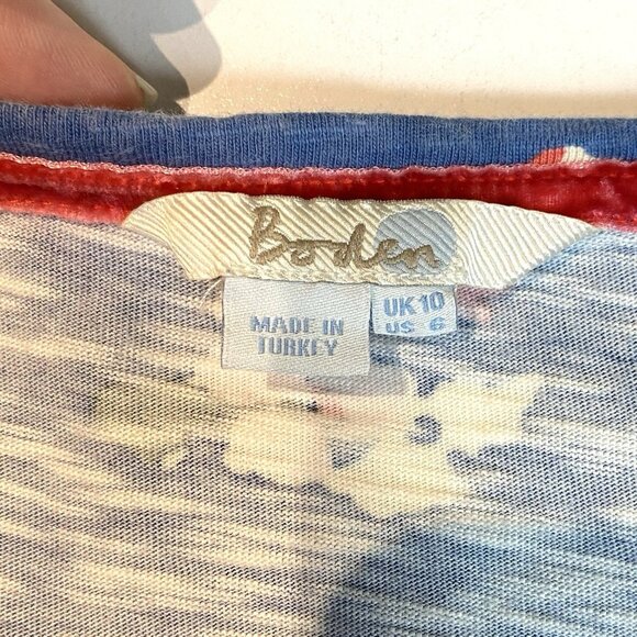 Boden Womens Dress Blue Floral Front Pockets 100% Cotton 3/4 Sleeve Sz 6 Preppy - Picture 4 of 8